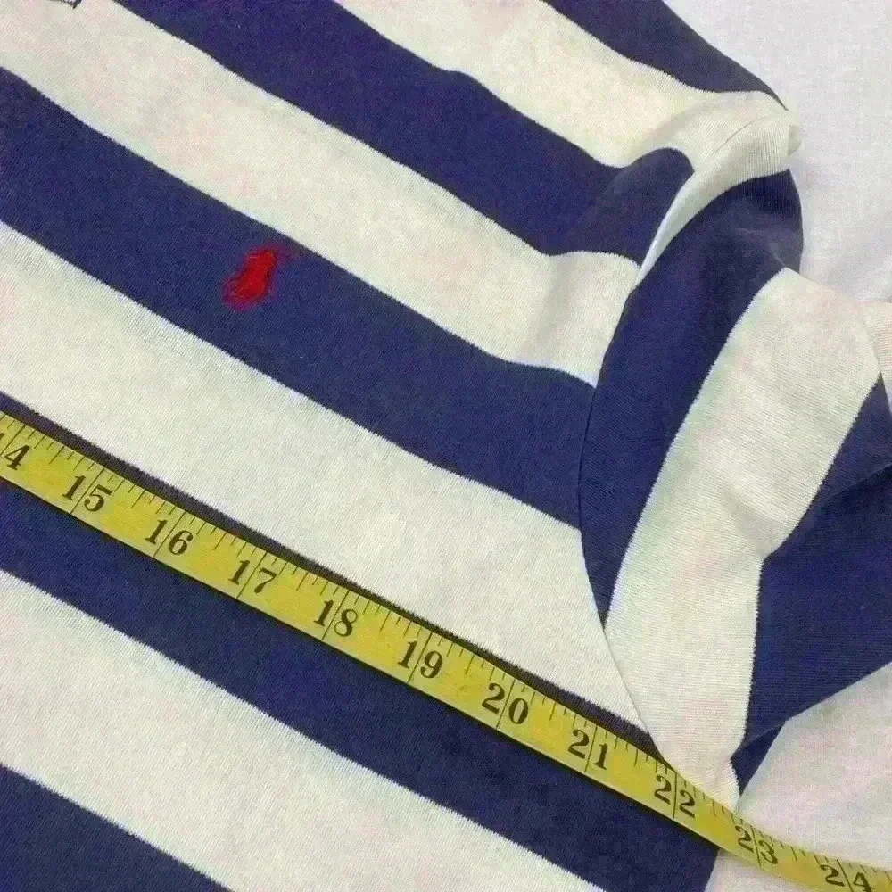 Vintage Polo Ralph Lauren Shirt Men's XL White And Blue Striped Red Pony